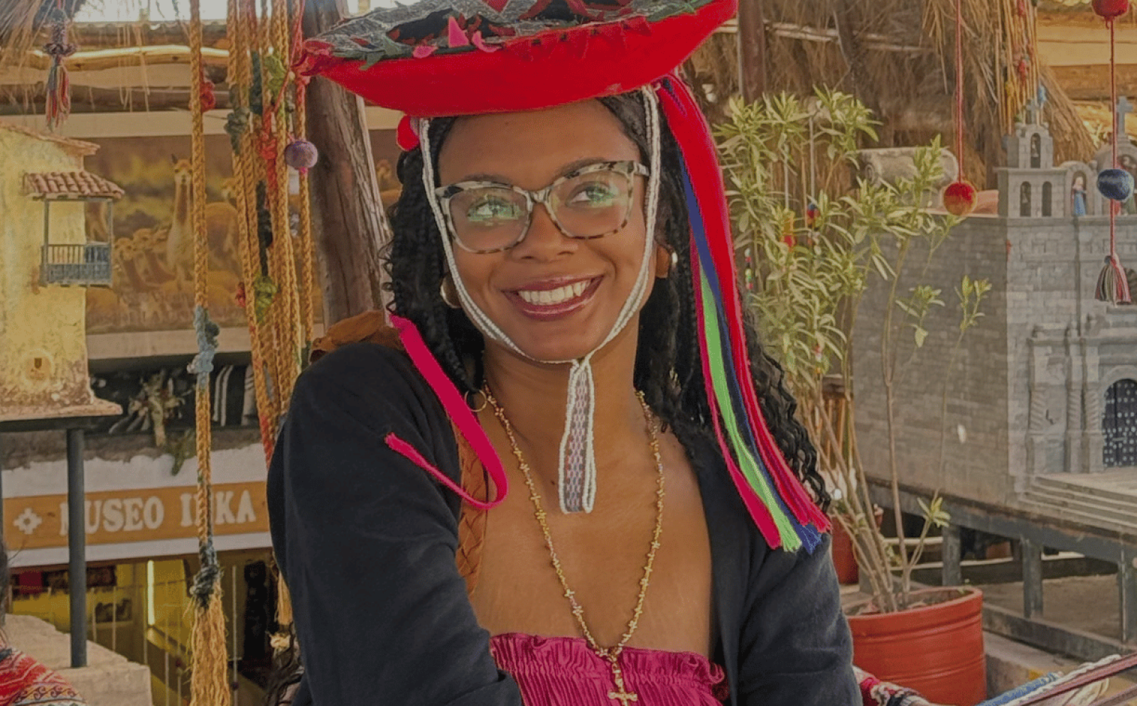 A woman smiles to camera